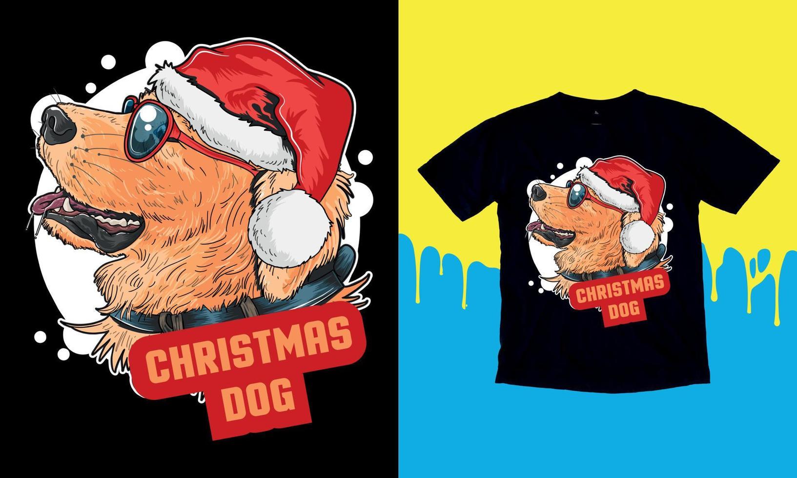 cachorro de natal - design de camiseta de natal, camiseta vintage, vetor, árvore de natal, feliz presente de dia de natal vetor