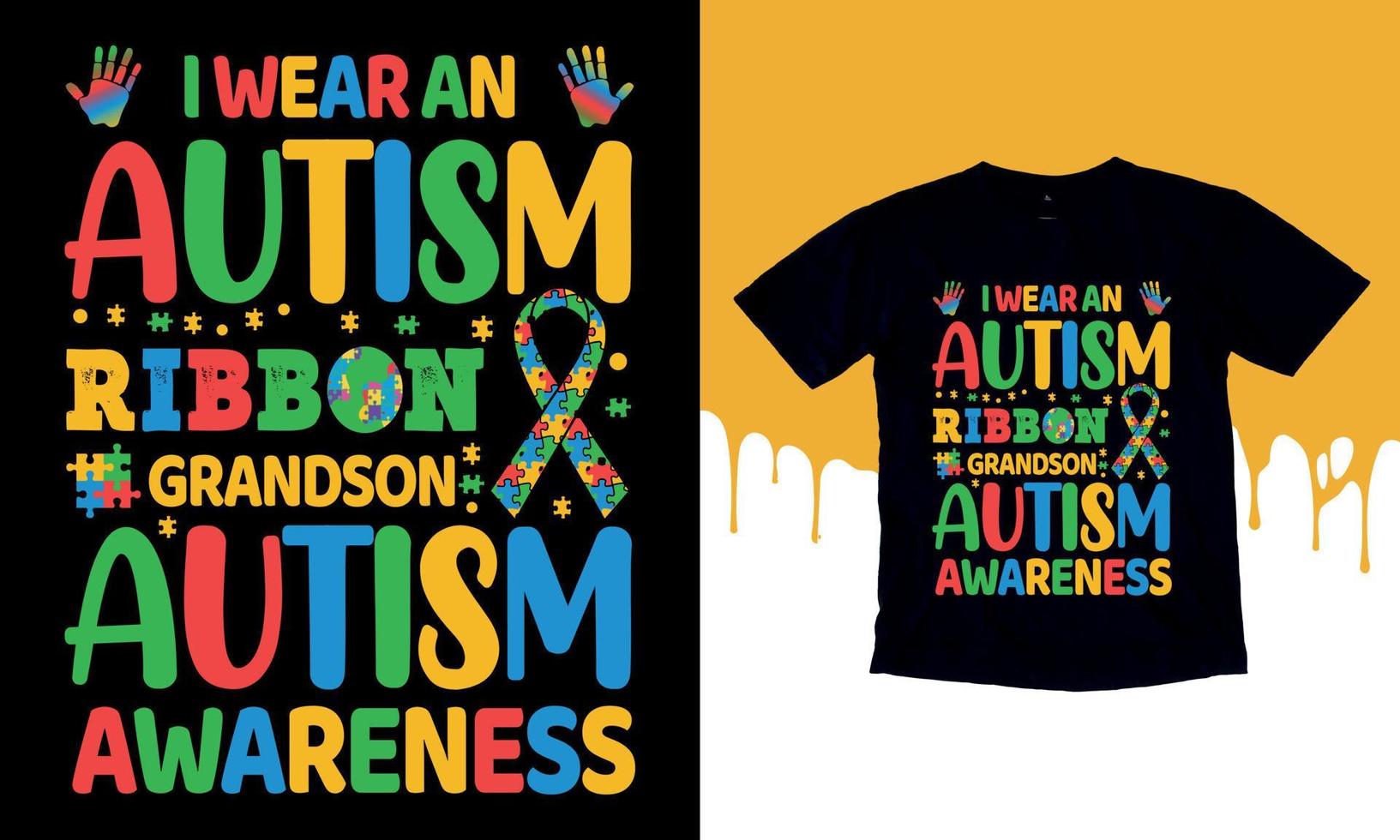 eu uso uma consciência do autismo do neto da fita do autismo - projeto do t-shirt do autismo, vetor do autismo.