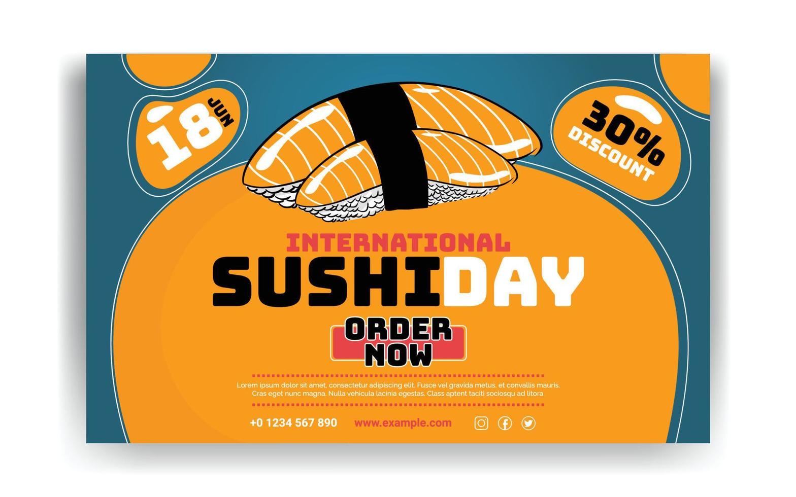 design de banner de sushi de restaurante de comida asiática vetor