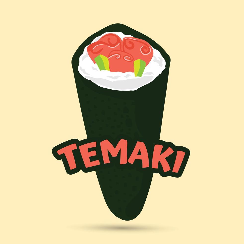 design de vetor de temaki de sushi de comida asiática