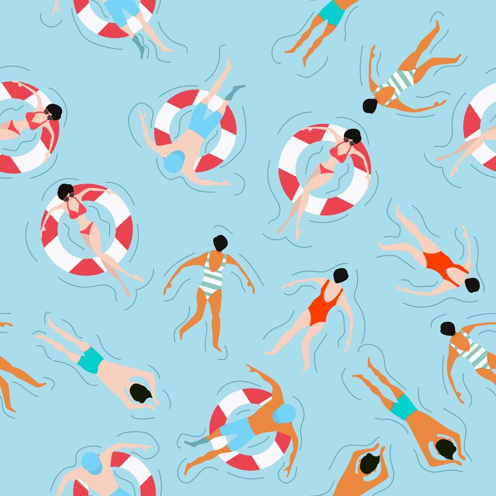 pessoas nadando no padrão de verão vetor