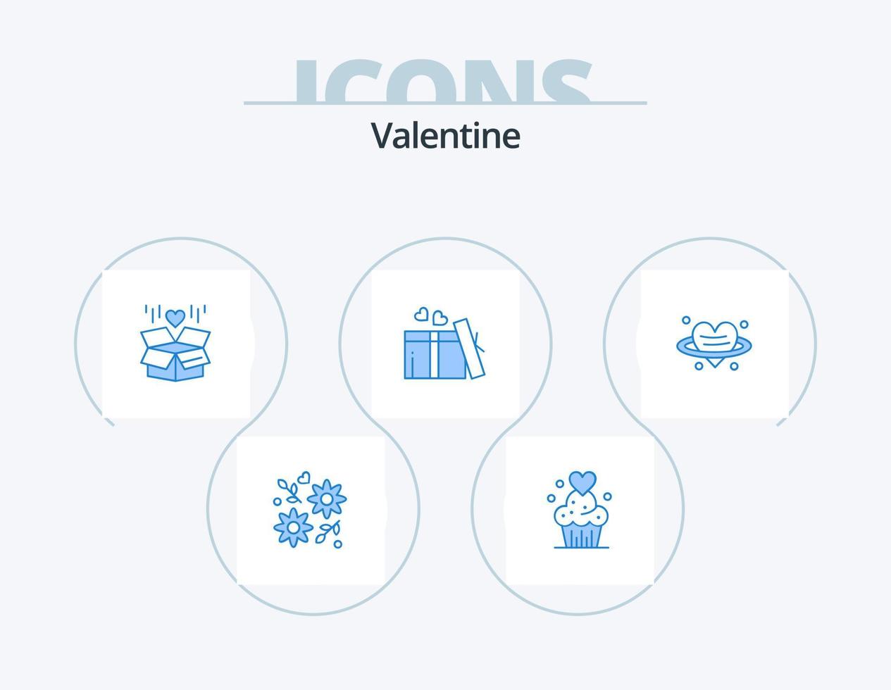 design de ícones do pacote de ícones azuis dos namorados 5. coração. coração. doces. Ame. surpreender vetor
