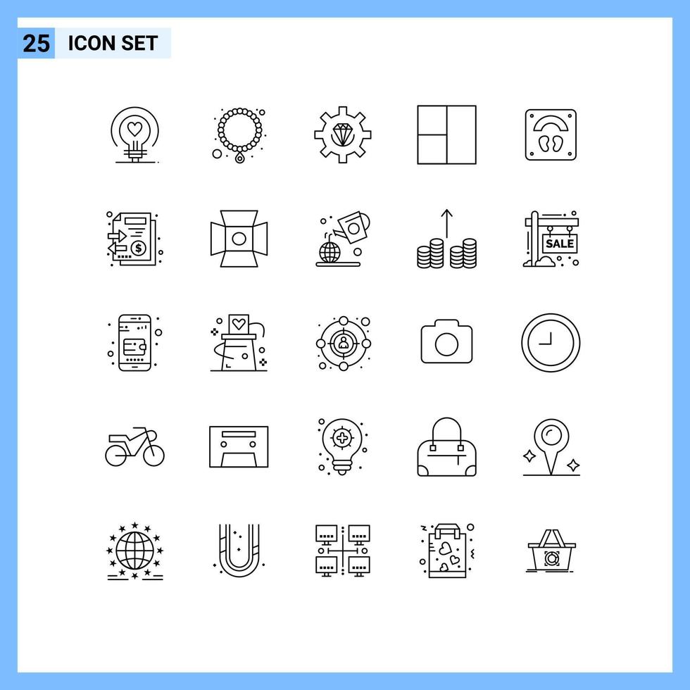 conjunto de pictogramas de 25 linhas simples de escala de bem-estar desenvolve elementos de design de vetores editáveis de grade de saúde