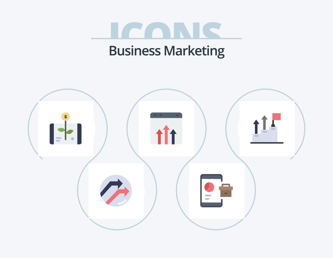 design de ícones do pacote de ícones planos de marketing de negócios 5. gráfico. o negócio. seo. Smartphone. investimento vetor