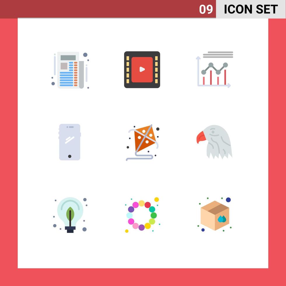 grupo de símbolos de ícone universal de 9 cores planas modernas de gráfico de iphone de mosca android telefone inteligente elementos de design de vetores editáveis