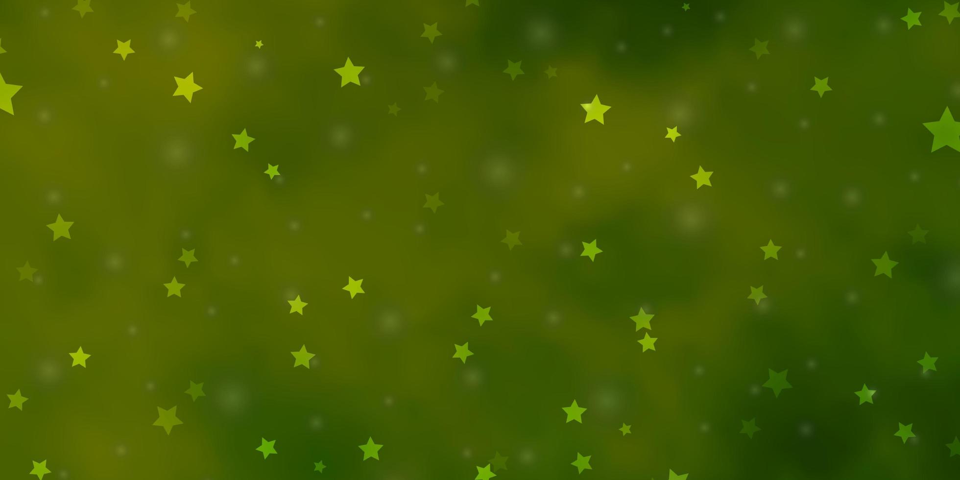 fundo verde claro com estrelas pequenas e grandes. vetor