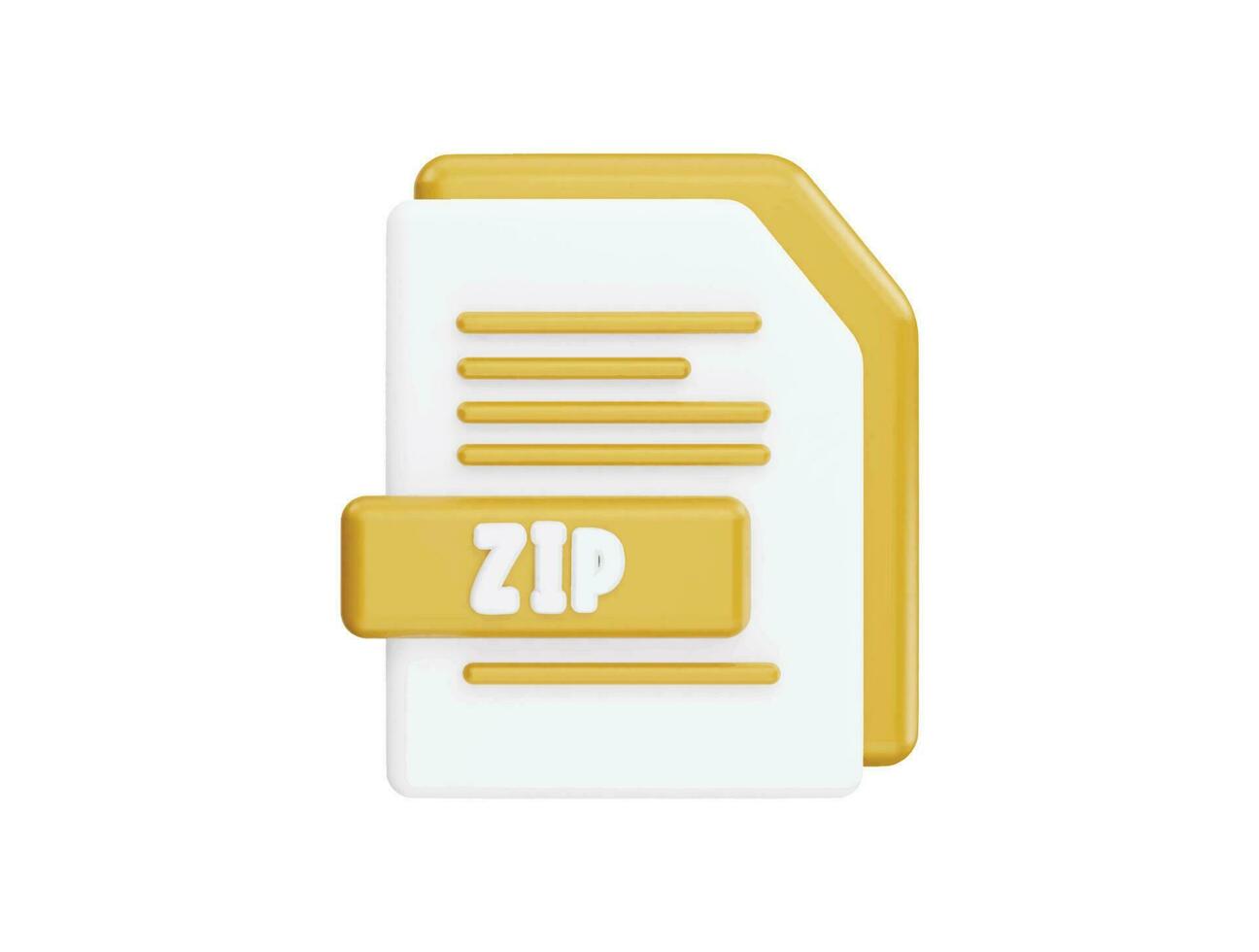 arquivo zip com estilo minimalista de desenho animado de ícone vetorial 3d vetor