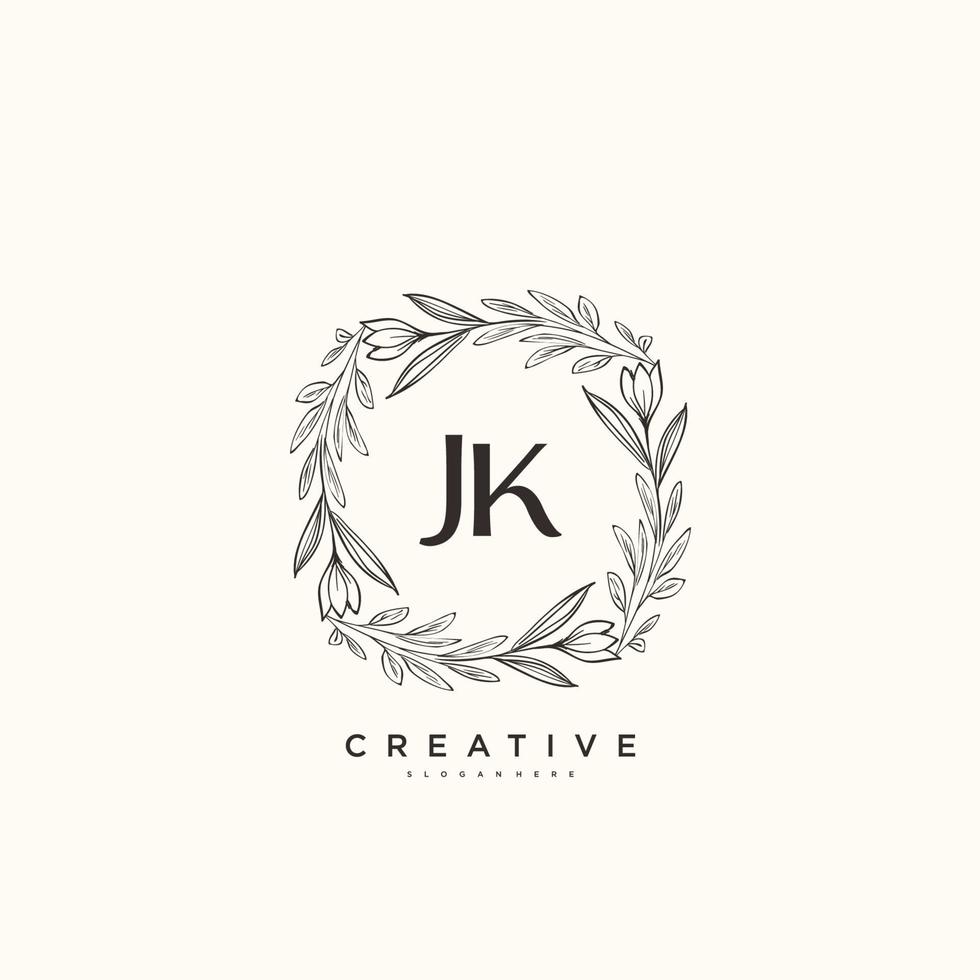 arte do logotipo inicial do vetor de beleza jk, logotipo de caligrafia da assinatura inicial, casamento, moda, joalheria, boutique, floral e botânico com modelo criativo para qualquer empresa ou negócio.