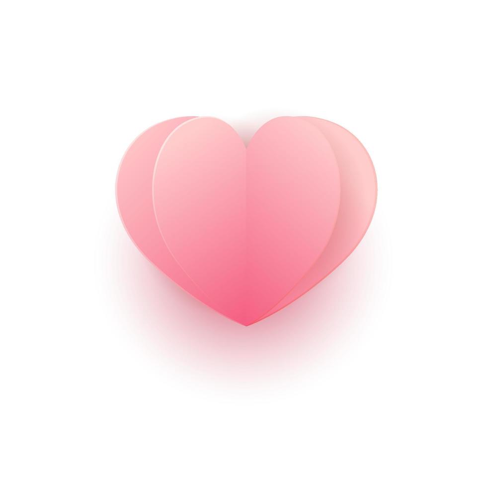 amor forma de coração papercut 3d vetor