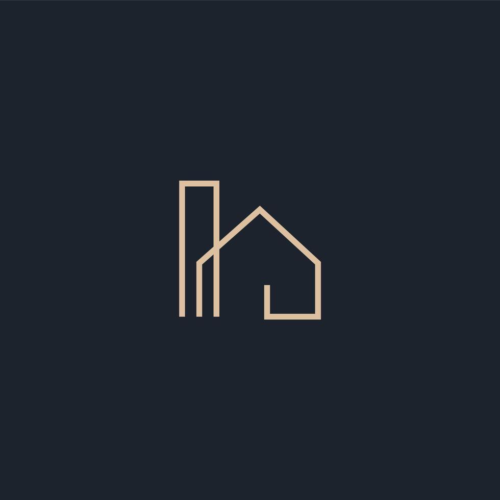 vetor de logotipo de casa simples e edifício de escritórios monoline. perfeito para agentes, apartamentos, construção, residencial e negócios de arquitetura