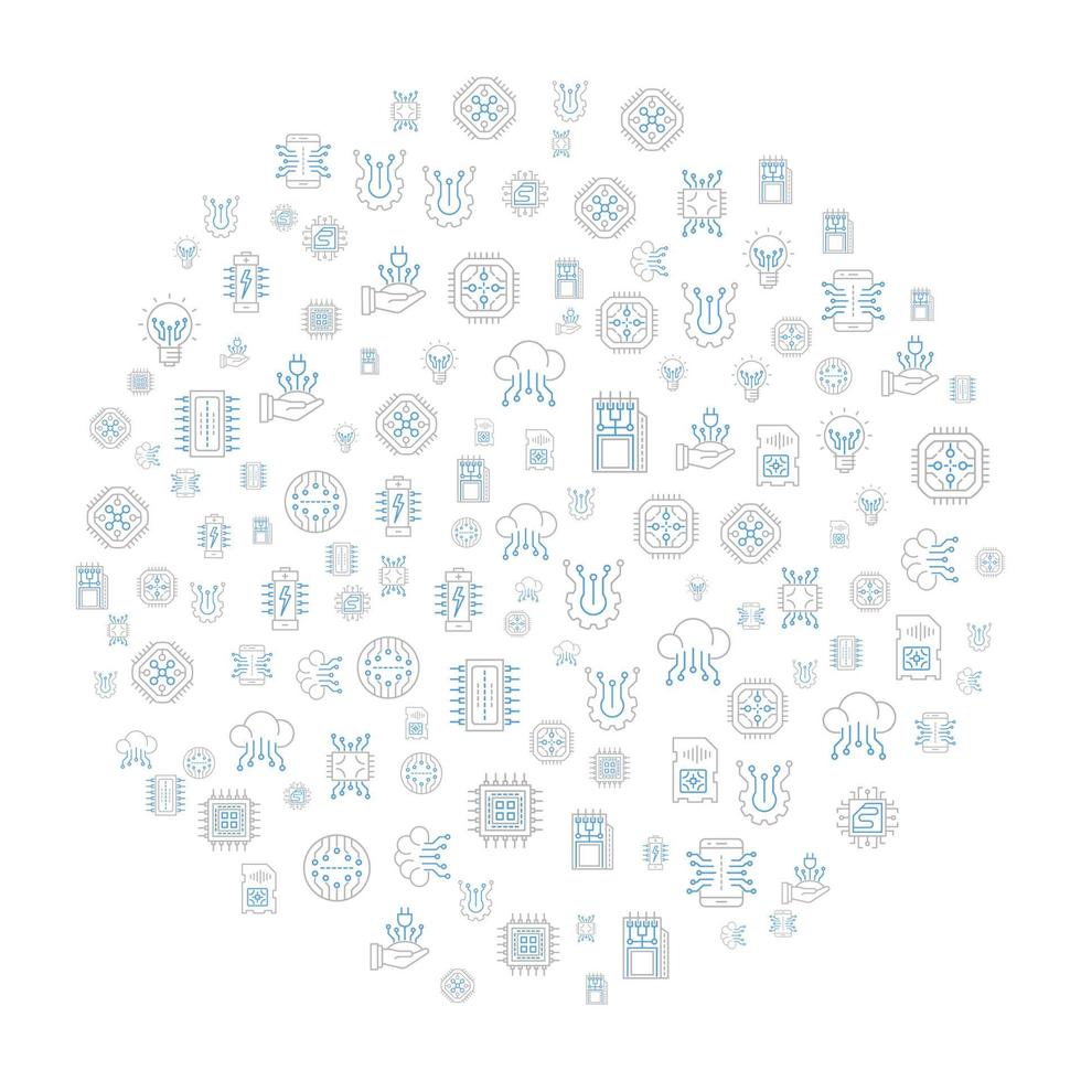 conceito de eletrônica em círculo com ícones limpos e simples, ideia infográfica de fazer produtos criativos. modelo para banner de site, panfleto e pôster. vetor