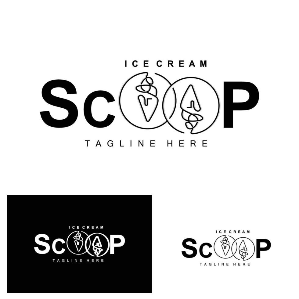 design de logotipo de sorvete gelato, comida doce e fria, produtos da empresa de marca vetorial vetor