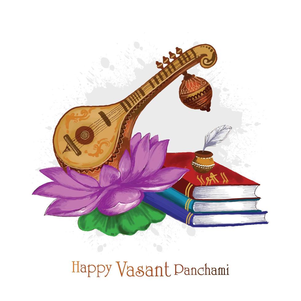 fundo de cartão de celebração de vasant panchami feliz vetor
