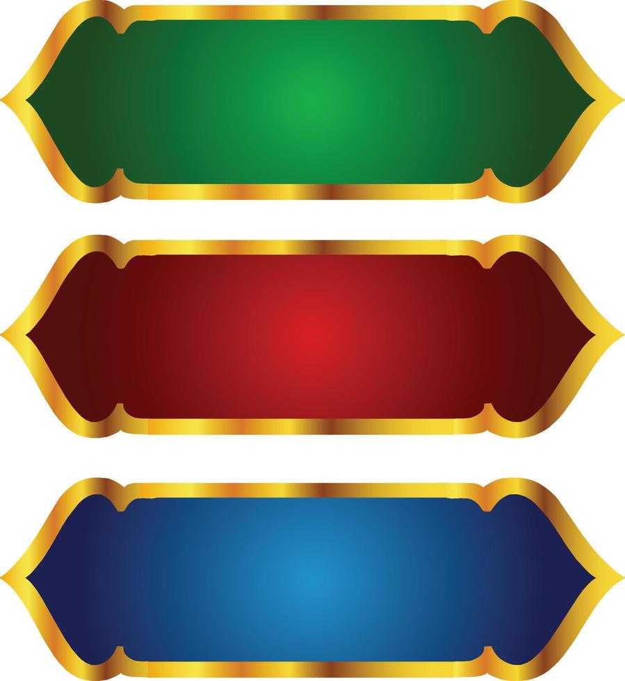 conjunto de moldura de título de banner islâmico árabe dourado de luxo png fundo transparente caixa de texto ouro imagens de design de vetor