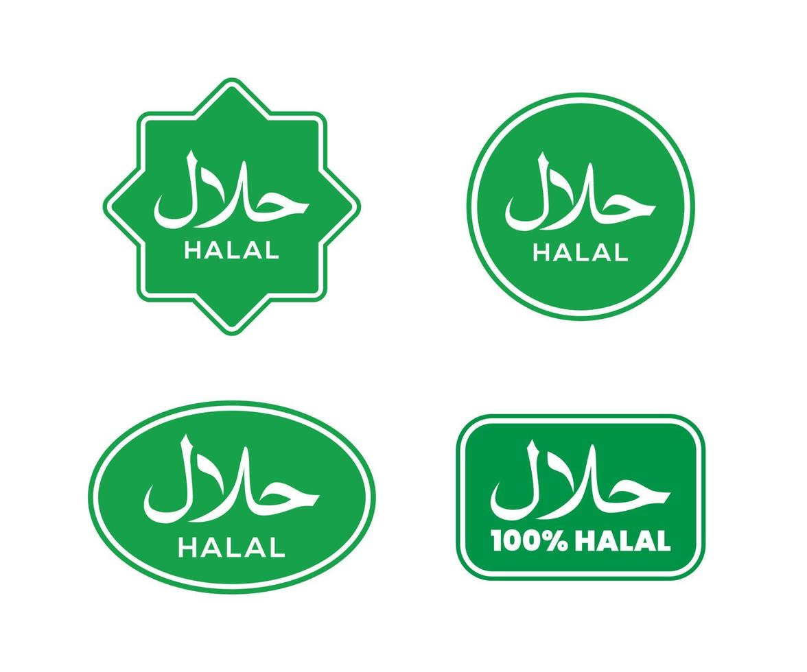 distintivo de rótulos de alimentos halal e modelo de design de logotipo vetor