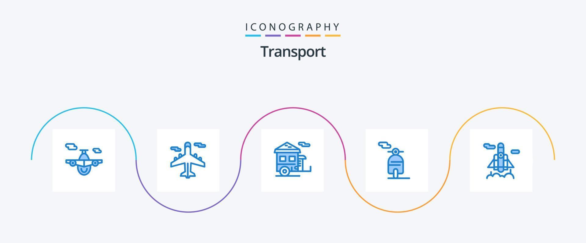 pacote de ícones de transporte azul 5, incluindo . transporte. transporte. foguete vetor