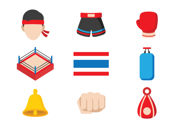 muay thai icons vector