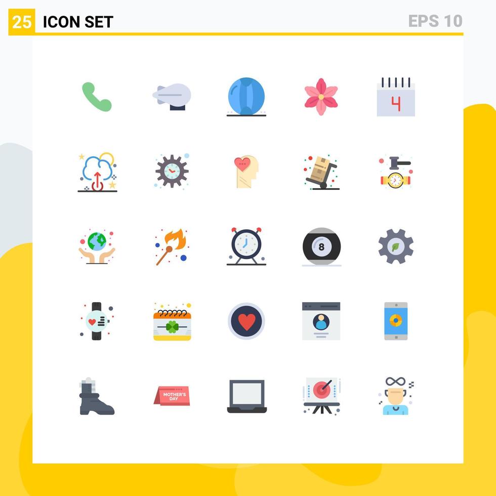 conjunto de pictogramas de 25 cores planas simples de elementos de design de vetores editáveis de calendário de plástico primavera