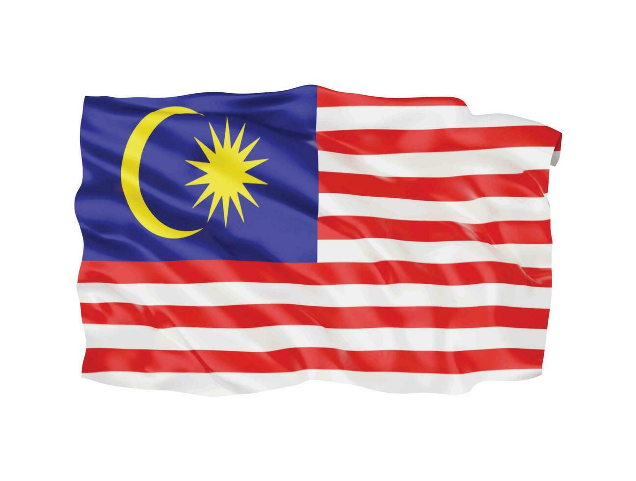 símbolo de sinal nacional da bandeira da malásia 3d vetor