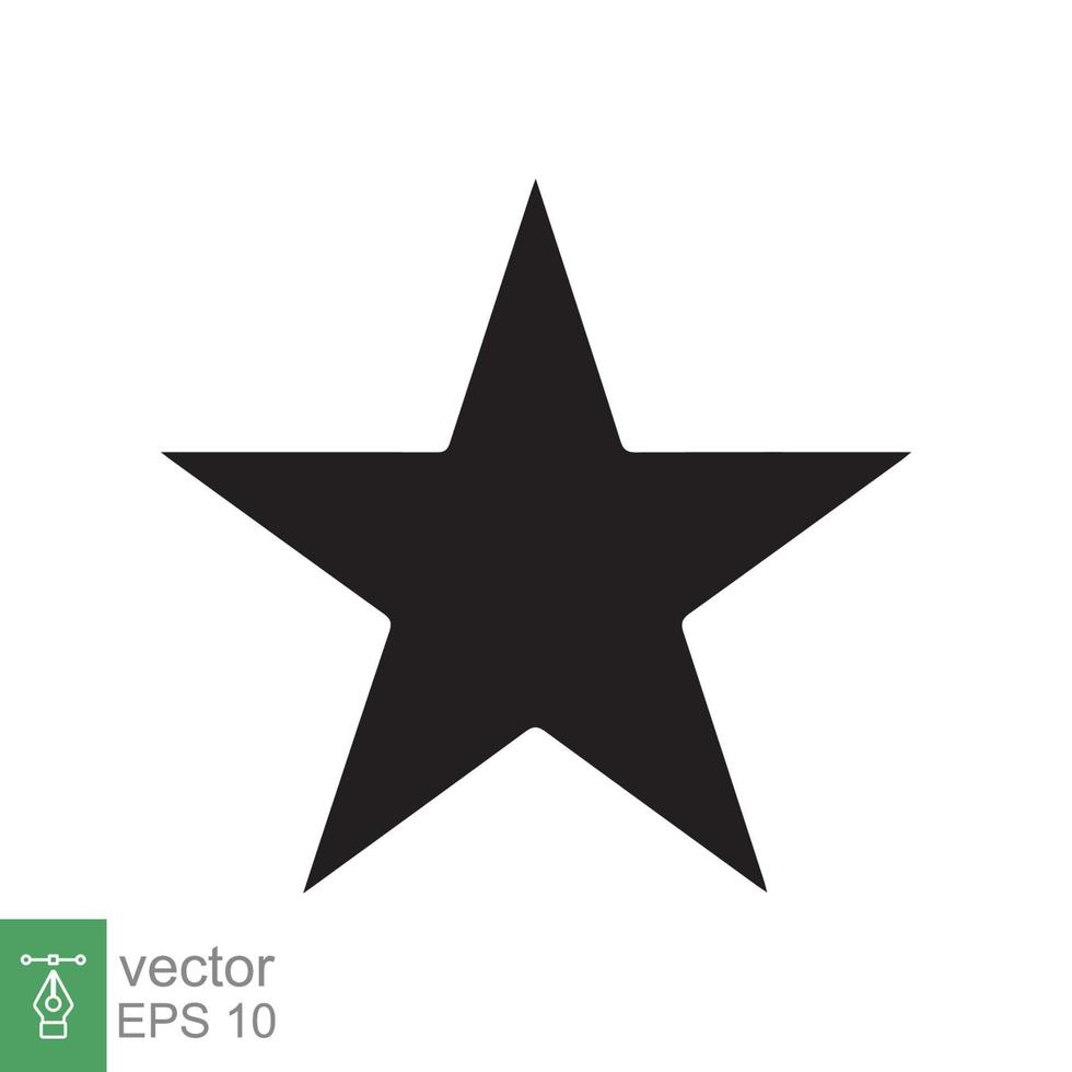 ícone de estrela. estilo sólido simples. estrela negra, silhueta, favorito, forma de emblema de estrela de classificação, conceito favorito. projeto de ilustração vetorial glifo isolado no fundo branco. eps 10. vetor