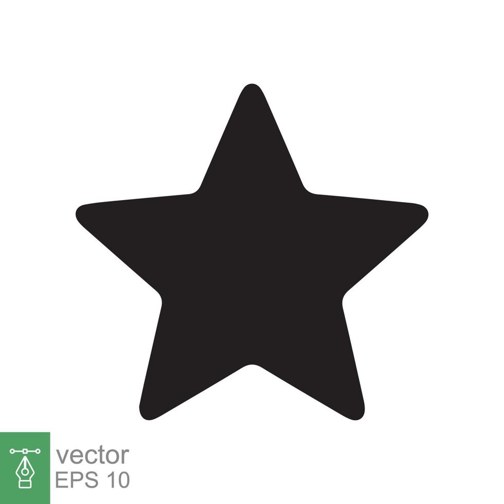 ícone de estrela. estilo sólido simples. estrela negra, silhueta, favorito, forma de emblema de estrela de classificação, conceito favorito. projeto de ilustração vetorial glifo isolado no fundo branco. eps 10. vetor