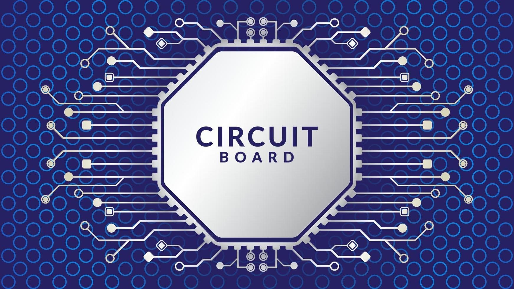 processador de microchip octogonal com textura de anel de círculo sobre o fundo azul. ai. placa de circuito elétrico. fundo de alta tecnologia. conceito de cpu de computador de metal. Chip digital da placa-mãe. vetor