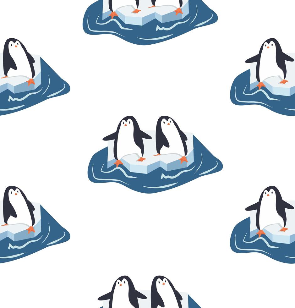 pinguins em um pedaço de iceberg vetor