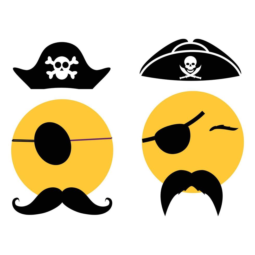 coleção de emojis de piratas vetor