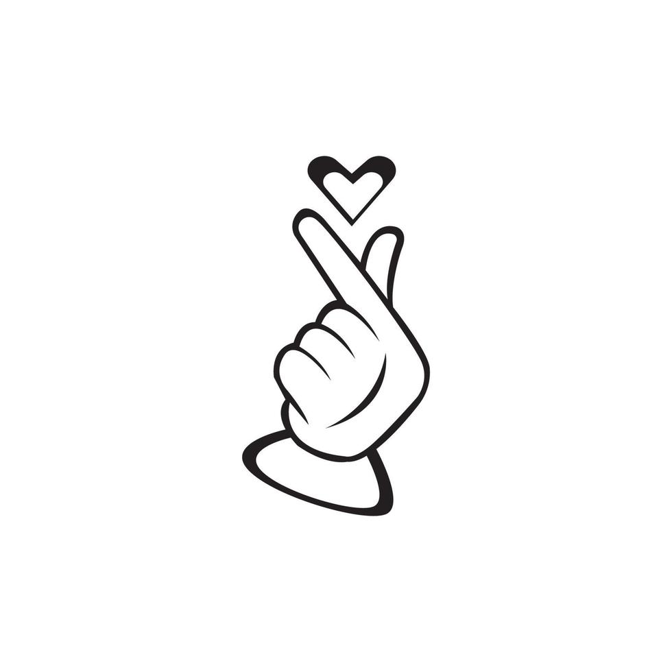 mini eu te amo mão, dedo do coração coreano eu te amo ícone de sinal vetorial ilustração de arte de linha design de adesivo mídia social vetor