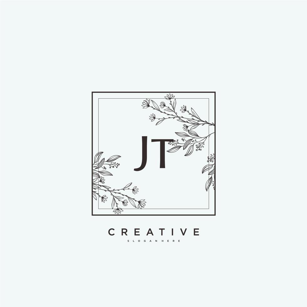 jt beauty vector arte inicial do logotipo, logotipo manuscrito da assinatura inicial, casamento, moda, joalheria, boutique, floral e botânico com modelo criativo para qualquer empresa ou negócio.