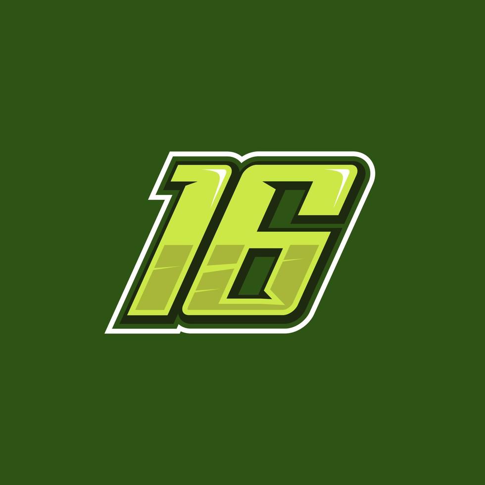 vetor de design de logotipo número 16 de corrida