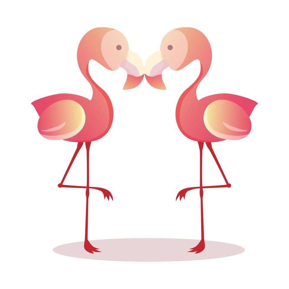 conjunto de ilustração de desenho animado de flamingo fofo vetor