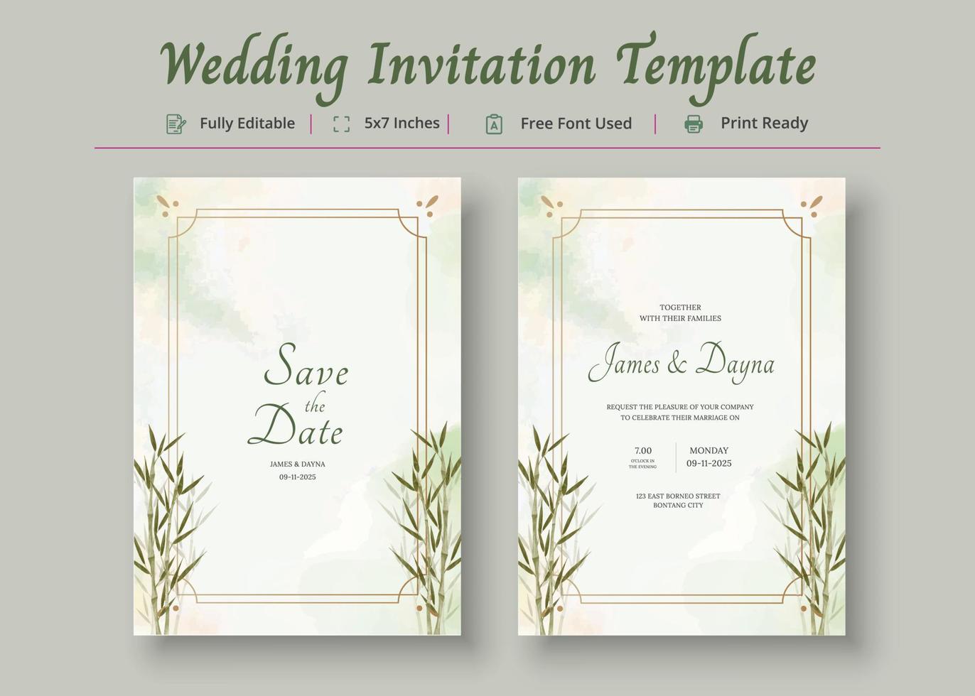 modelo de cartão de convite de casamento, cartaz de cartão de convite vetor