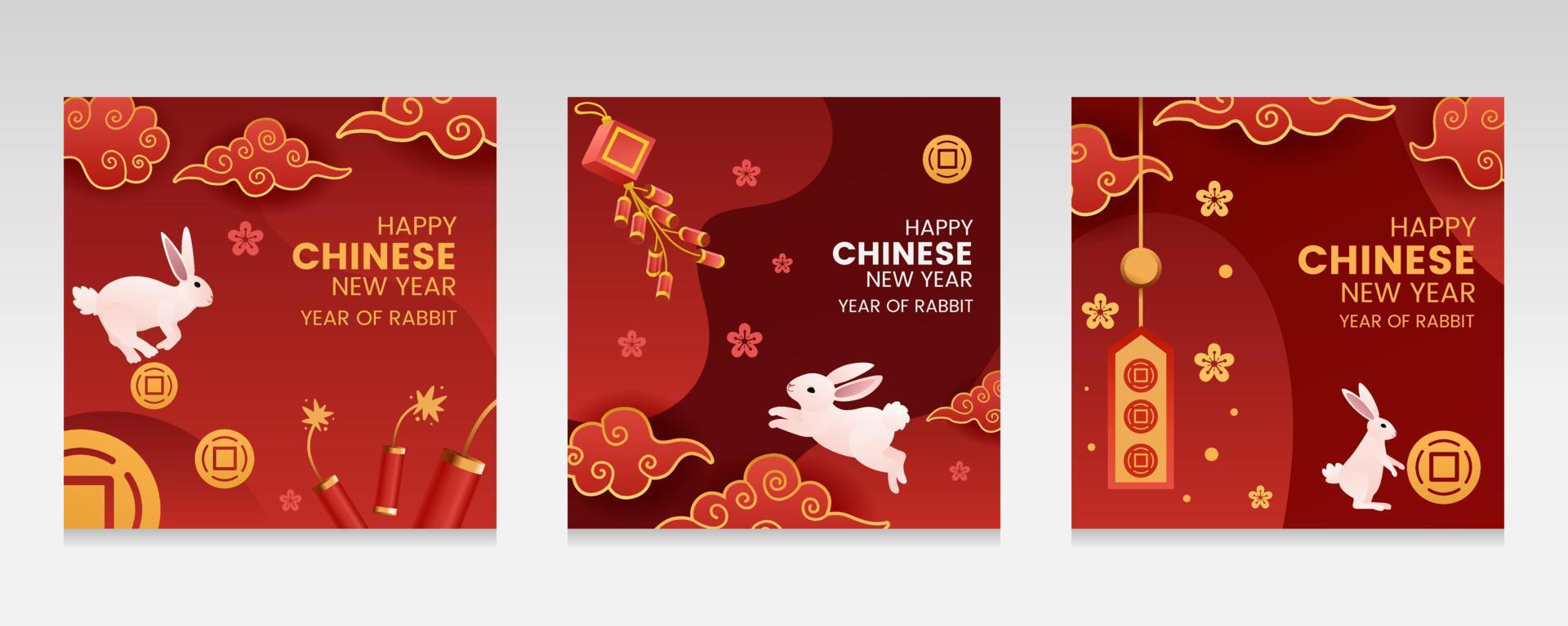 coelho do ano novo chinês e tipografia de letras para pôster de banner vetor