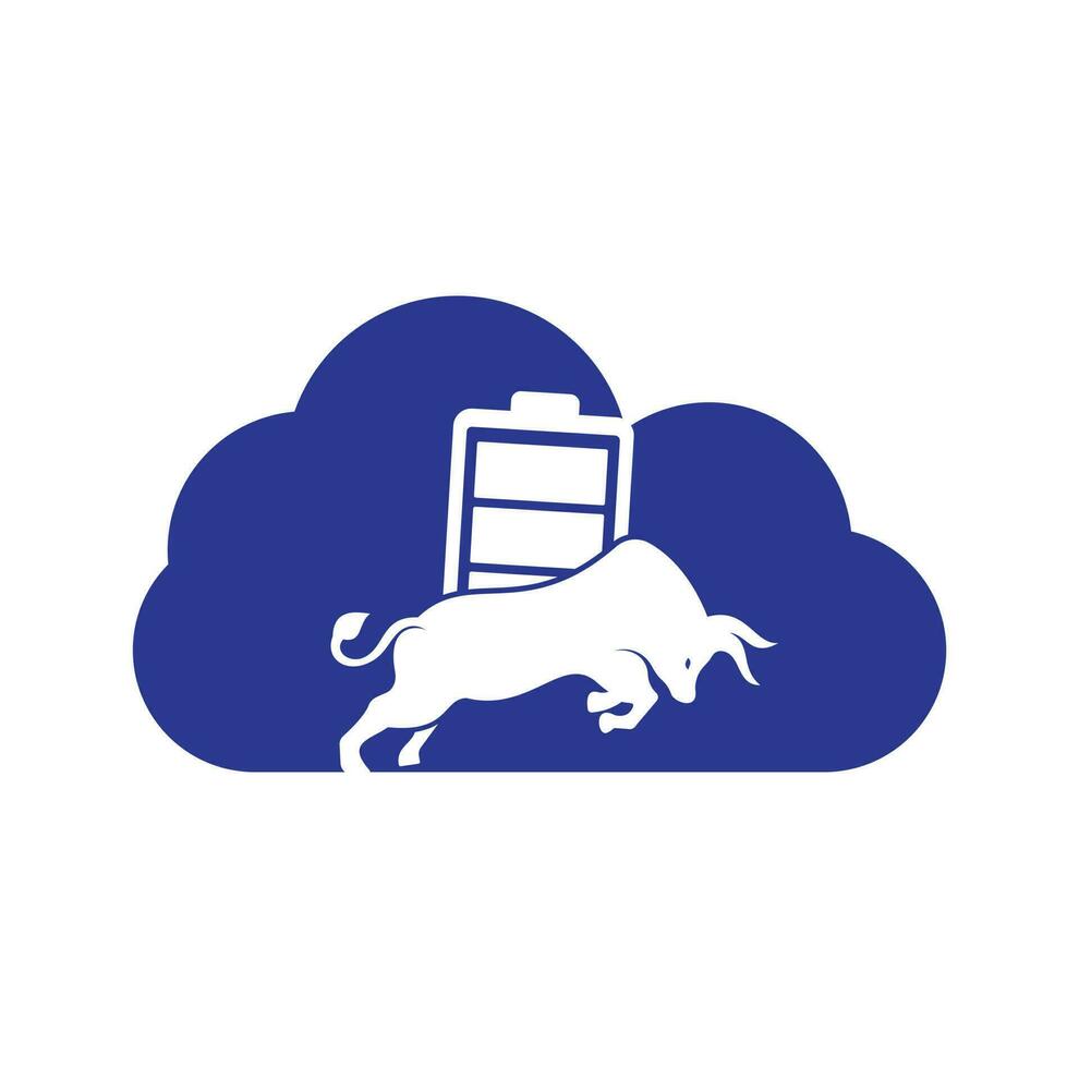 modelo de design de logotipo de vetor de conceito de forma de nuvem de bateria de touro. conceito de logotipo de energia forte.