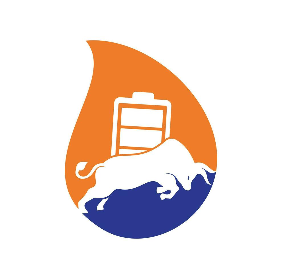 modelo de design de logotipo de vetor de conceito de gota de bateria de touro. conceito de logotipo de energia forte.
