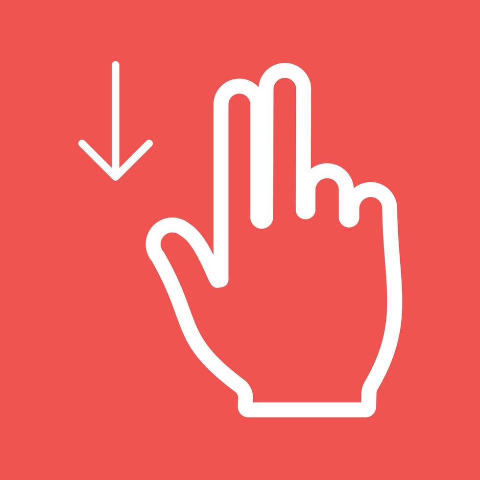 ícone de fundo de cor de linha com dois dedos para baixo vetor