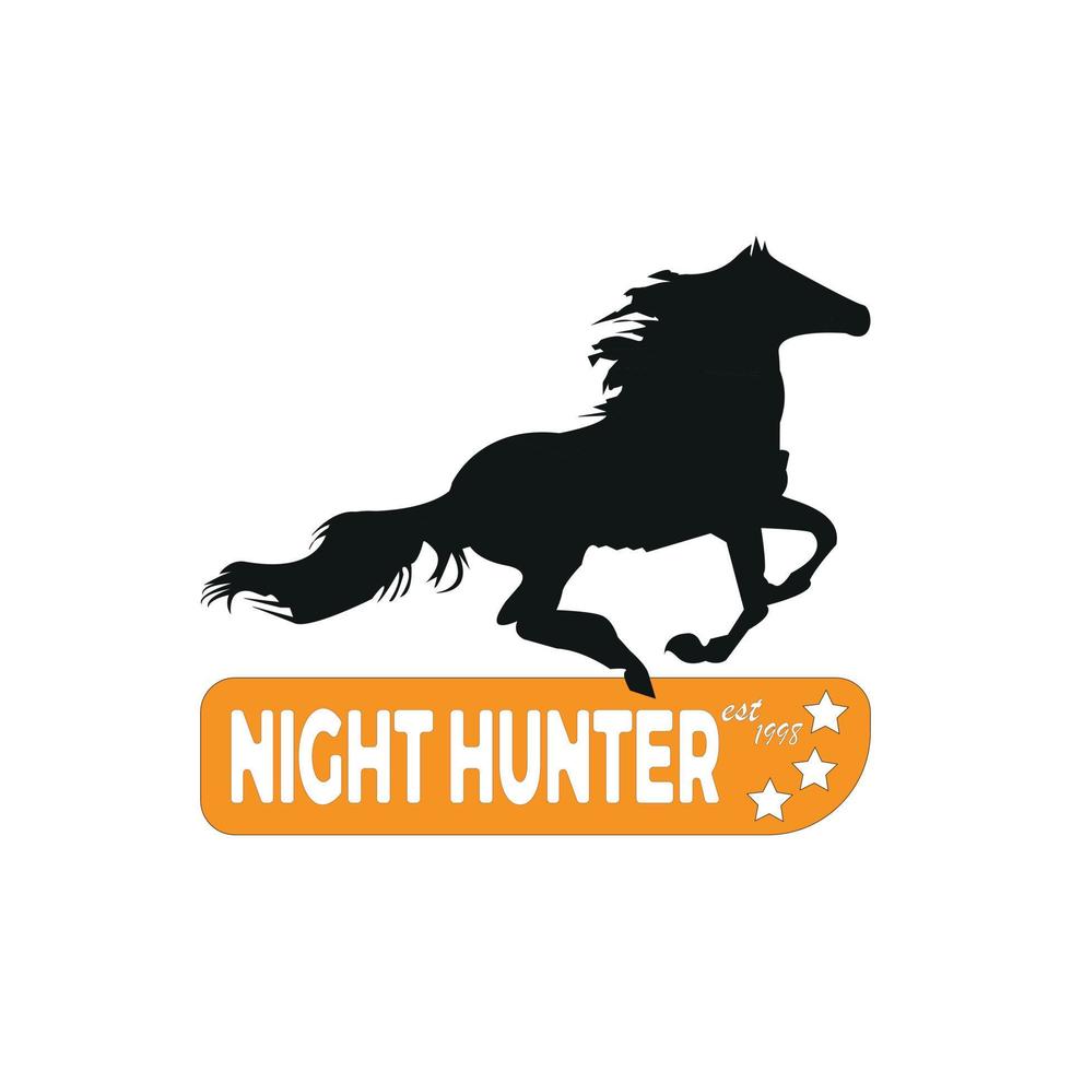 caçador noturno, design de camiseta de cavalo, pôster, impressão, cartão postal, caneca de café outros usos vetor