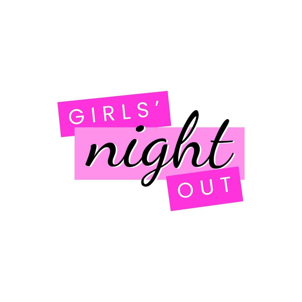 vetor de design de rótulo de ícone de texto noturno de garotas fora de festa clube noturno