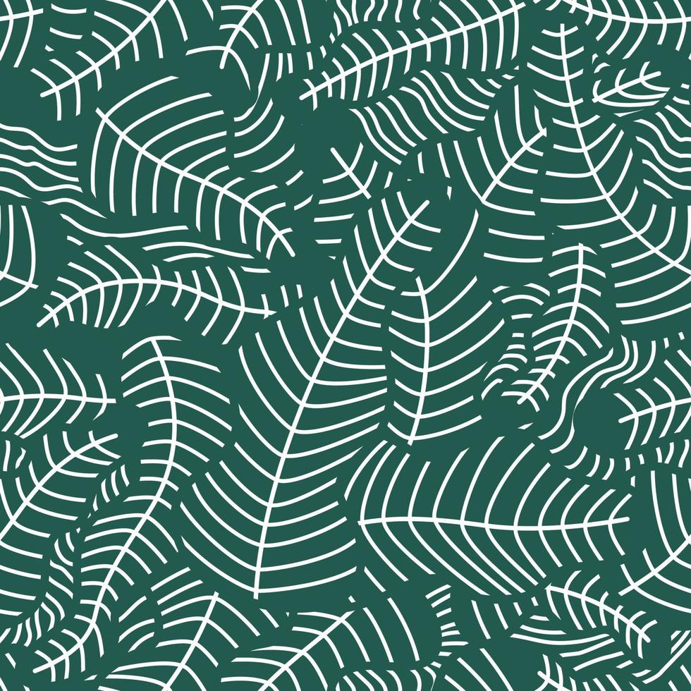 papel de parede de folha de verão tropical design de padrão perfeito, design de contorno desenhado à mão de artes de linha para tecido, impressão, capa, banner e convite vetor