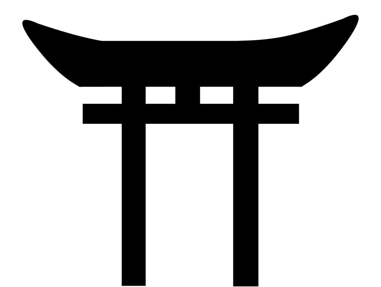 xintoísmo símbolo religioso preto e branco ícone 2d vetor