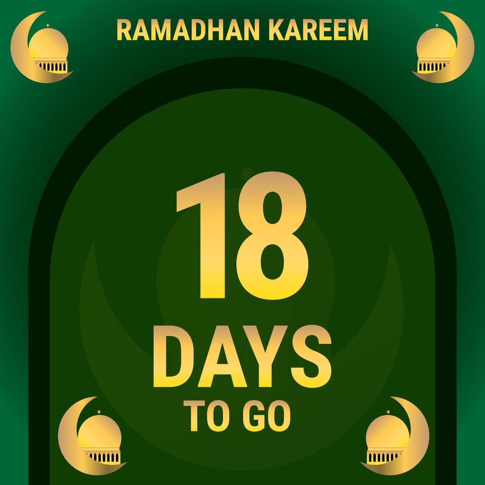 faltam 18 dias. a contagem regressiva deixa o dia do banner. calculando o tempo para o mês do Ramadã. ilustração em vetor eps10.