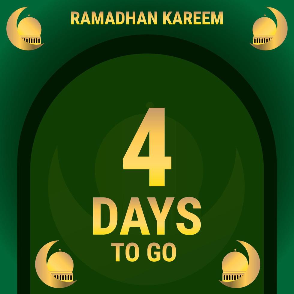 faltam 4 dias. a contagem regressiva deixa o dia do banner. calculando o tempo para o mês do Ramadã. ilustração em vetor eps10.