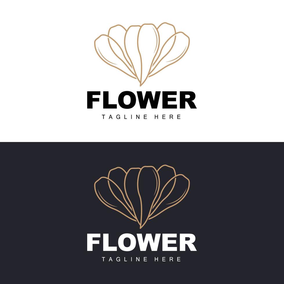 logotipo da flor, design de jardim de flores com marca de produto vetorial de estilo simples, cuidados de beleza, natural vetor