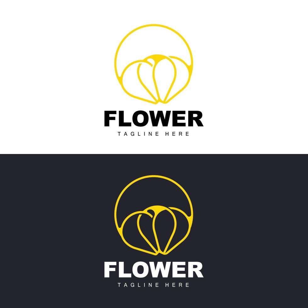 logotipo da flor, design de jardim de flores com marca de produto vetorial de estilo simples, cuidados de beleza, natural vetor