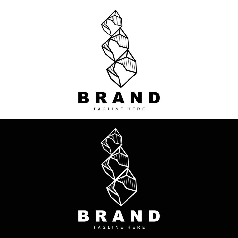 logotipo de pedra, design de pedra de linha de gemas, diamante, cristal, simples e elegante, vetor de marca de produto, ícone de pedra natural