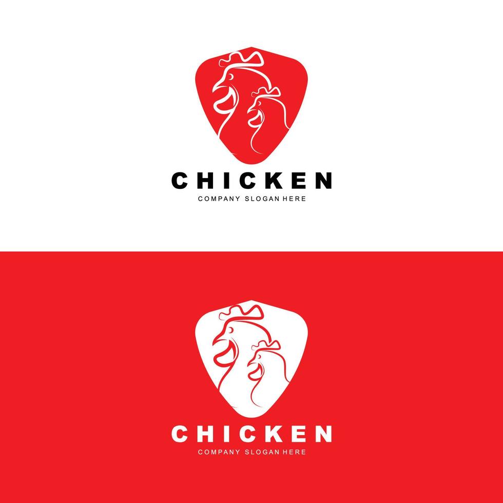 logotipo de frango, vetor de animais de fazenda, design para fazenda de frango, restaurante de frango frito, café