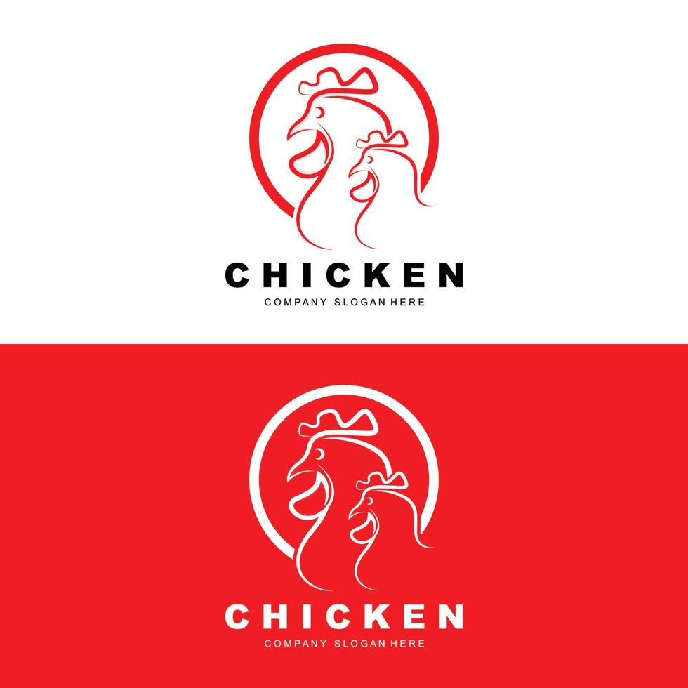 logotipo de frango, vetor de animais de fazenda, design para fazenda de frango, restaurante de frango frito, café