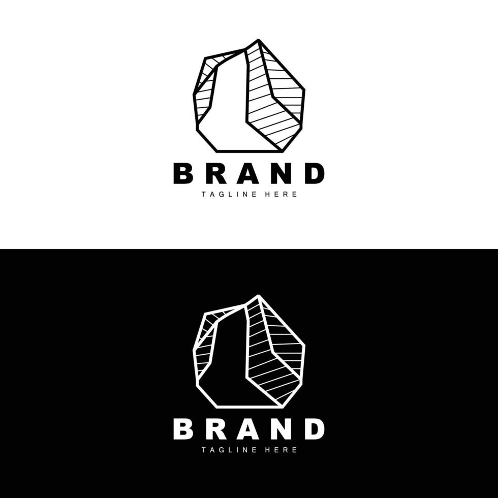 logotipo de pedra, design de pedra de linha de gemas, diamante, cristal, simples e elegante, vetor de marca de produto, ícone de pedra natural