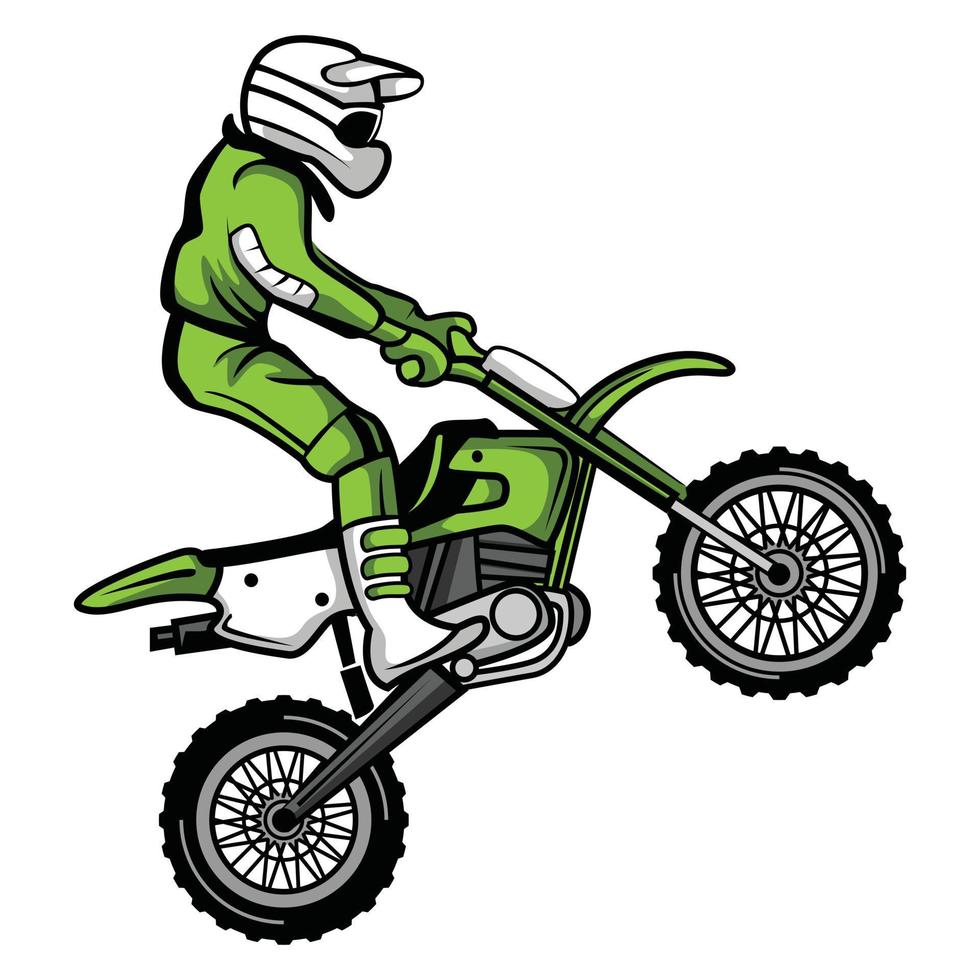 ilustração de moto cross verde vetor